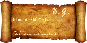 Wimmer Génia névjegykártya